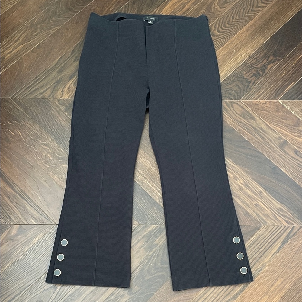 Ann Taylor Kick Crop Textured Pants Black 12 - Picture 2 of 5